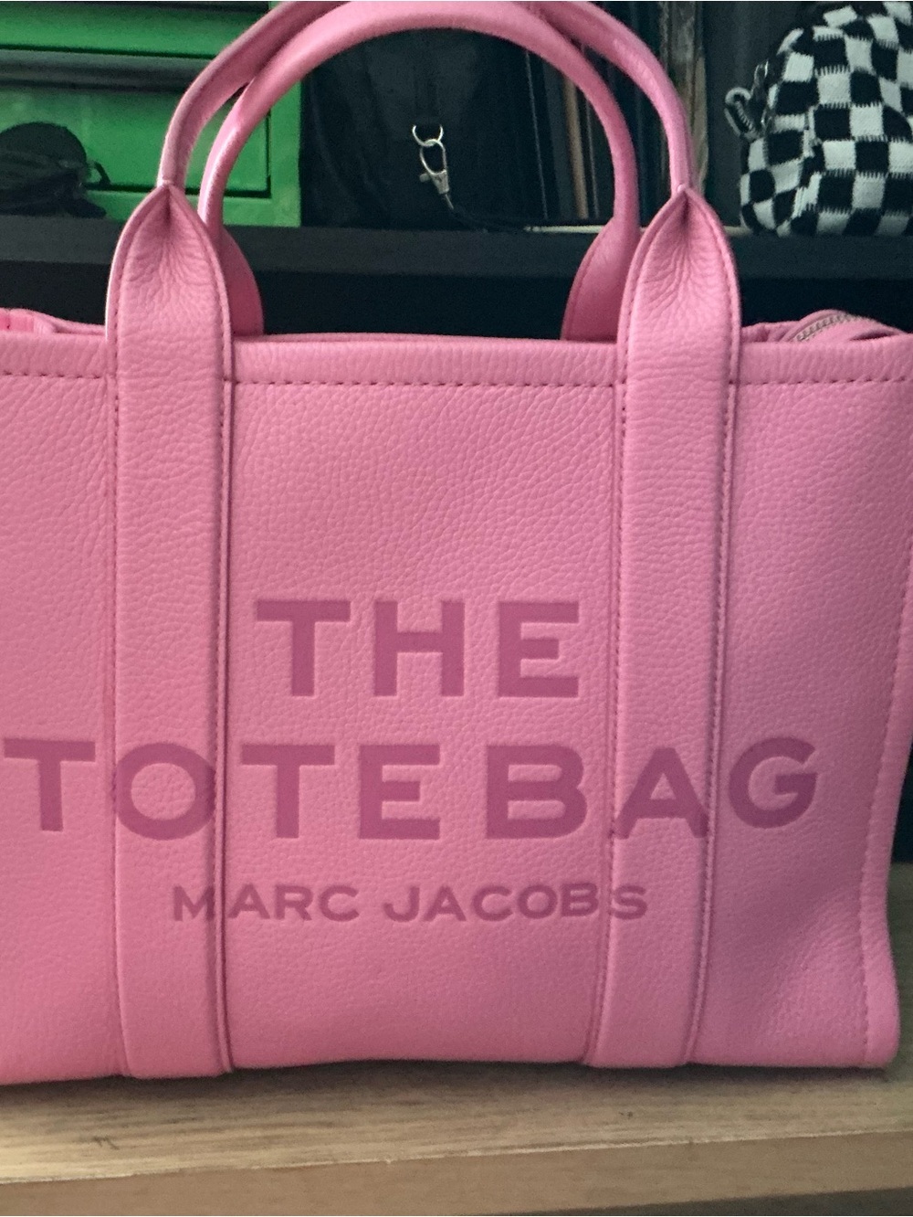 Marc Jacobs Pink Pebbled Leather Tote Bag with Logo